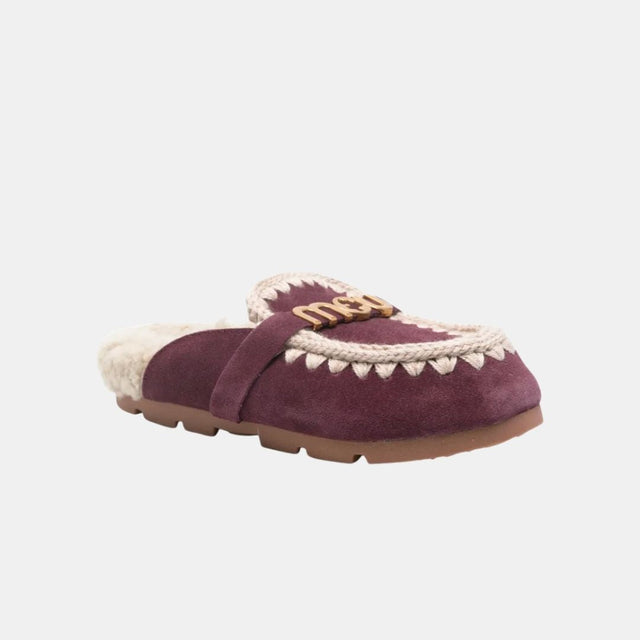 Mou Winter Bio Slide Suede-Letter Logo Cabernet