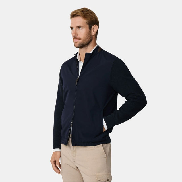 Hackett London Nylon Knit Fzip Midnight Blue