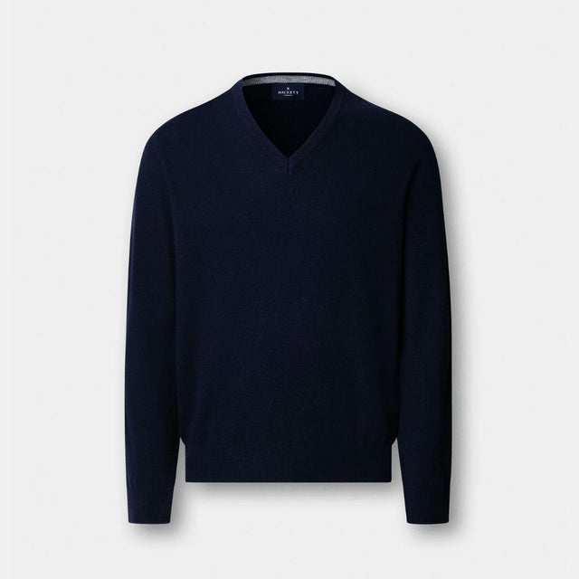 Hackett London Merino Cash Mix V Midnight Blue