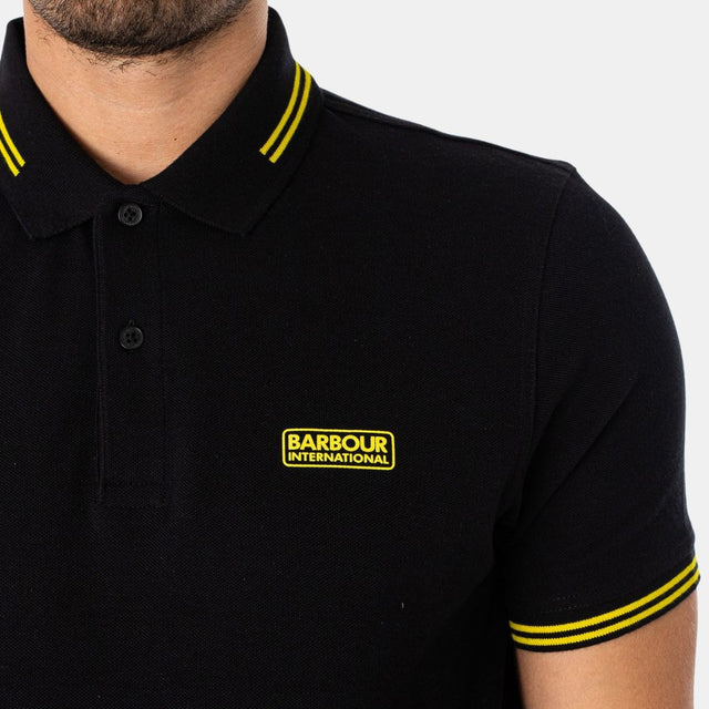 Barbour International Essential Polo Shirt Black Yellow