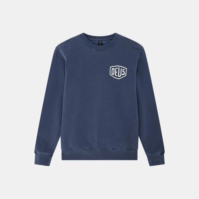 Deus Ex Machina Shield Garment Dyed Crew Mechanic Blue