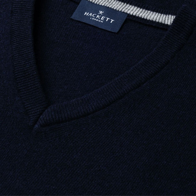 Hackett London Merino Cash Mix V Midnight Blue
