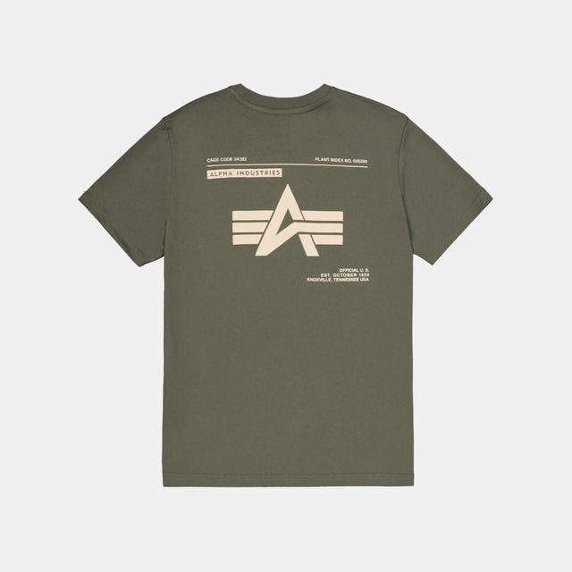 Alpha Industries Label T Back Print Dark Olive
