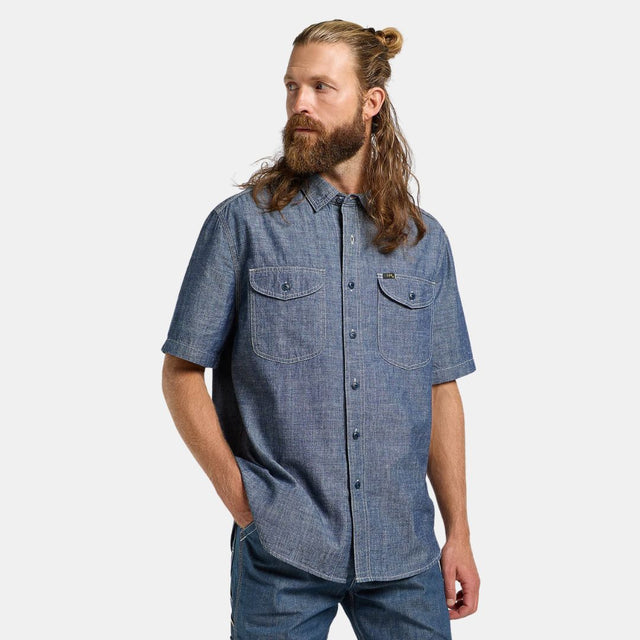 Lee 101 Short Sleeve Worker Shirt Rinse Chambray