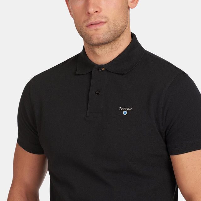 Barbour Tartan Pique Polo Shirt Black Modern