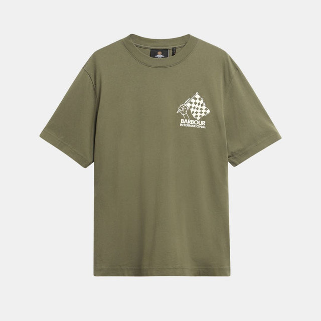 Barbour International Herman Graphic Mid Olive