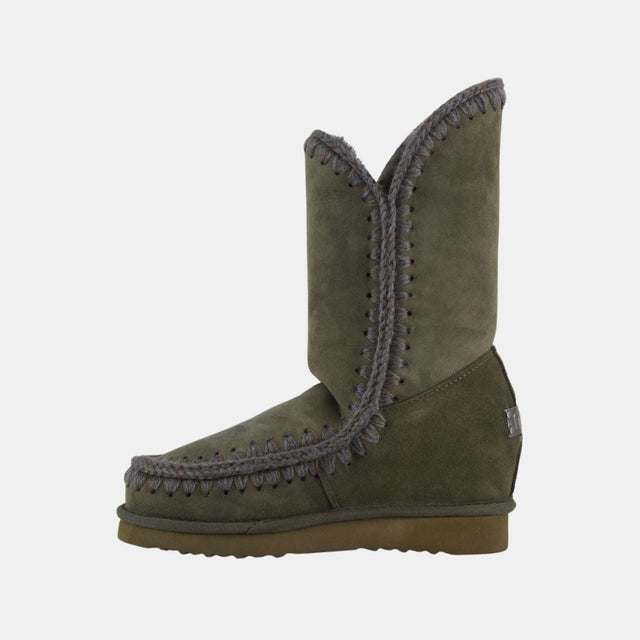 Mou Eskimo Inner Wedge Tall Suede Black Olive