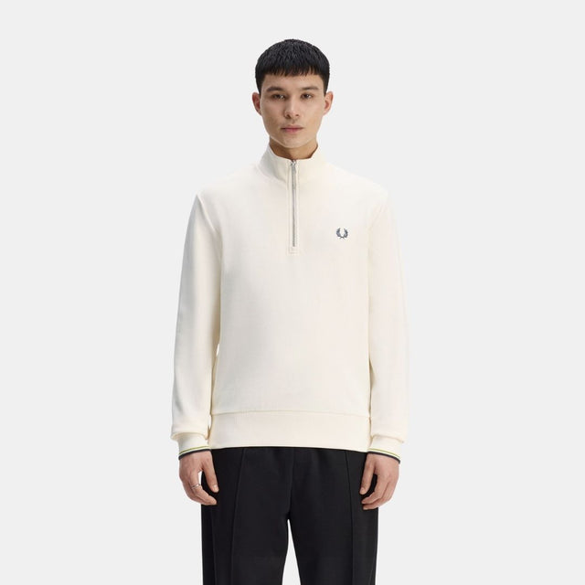 Fred Perry Half Zip Sweatshirt Ecru-Grey