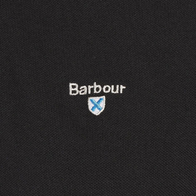 Barbour Tartan Pique Polo Shirt Black Modern