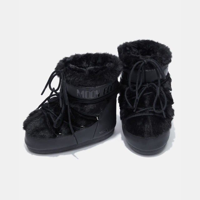 Moon Boot Icon Low White Faux-Fur Black