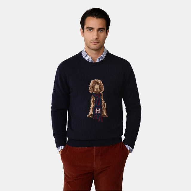 Hackett London Harry Knit Crew Midnight Blue