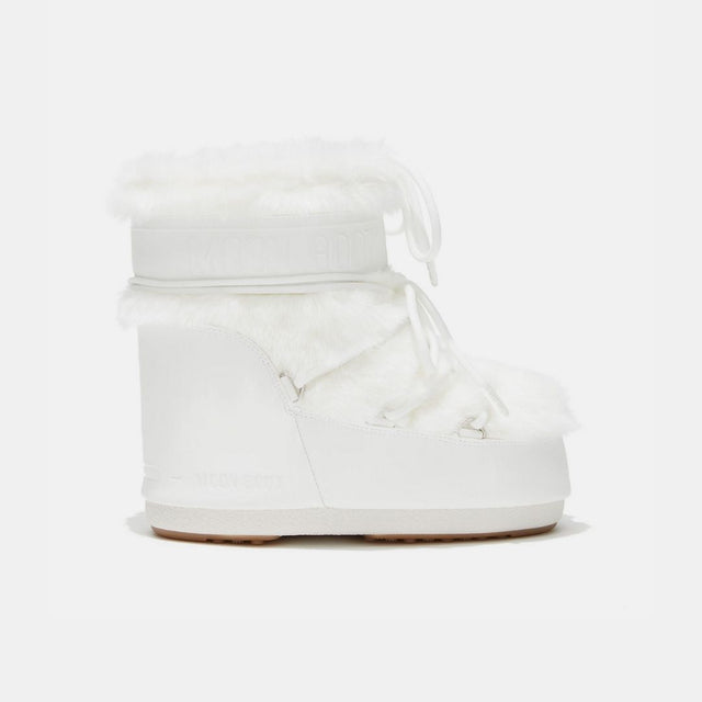 Moon Boot Icon Low White Faux-Fur Optical White