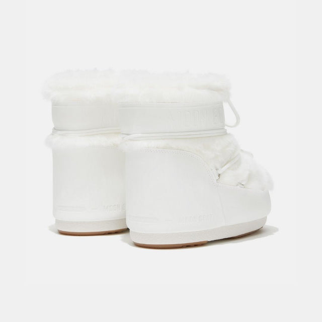 Moon Boot Icon Low White Faux-Fur Optical White