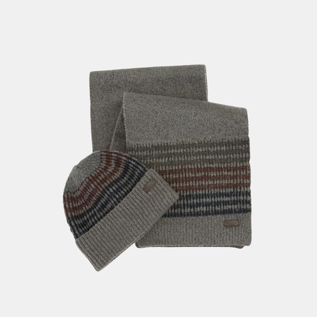 Barbour Branton Beanie and Scarf Gift Set Midnight Oak