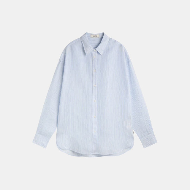 Ecoalf Daria Linen Shirt White Sky Blue Stripes