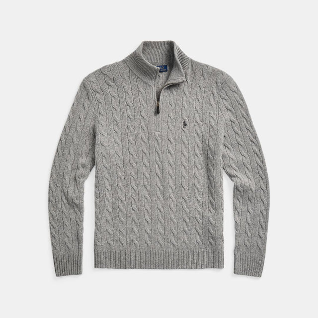 Polo Ralph Lauren Cable-Knit Wool Cashmere Jumper Fawn Grey Heather