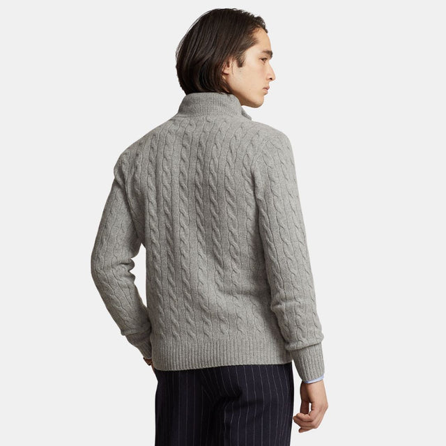Polo Ralph Lauren Cable-Knit Wool Cashmere Jumper Fawn Grey Heather