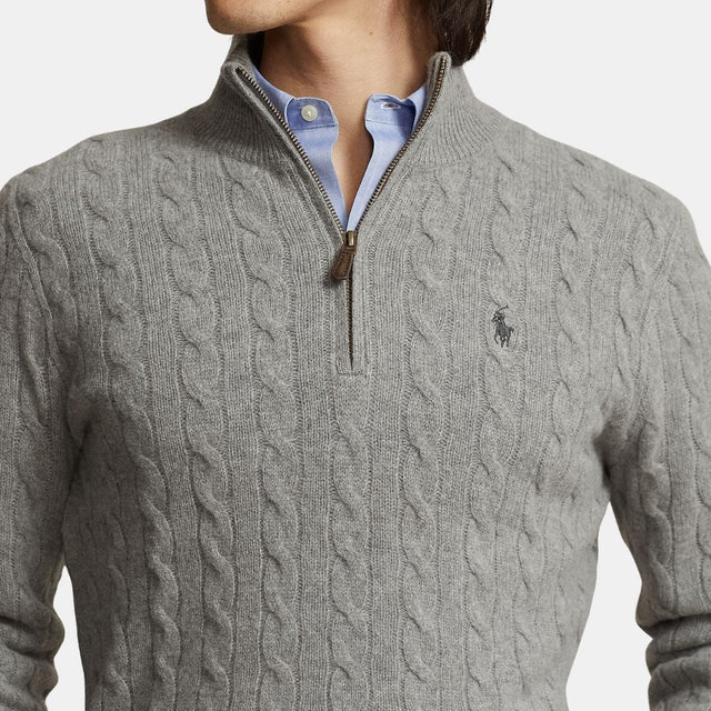 Polo Ralph Lauren Cable-Knit Wool Cashmere Jumper Fawn Grey Heather