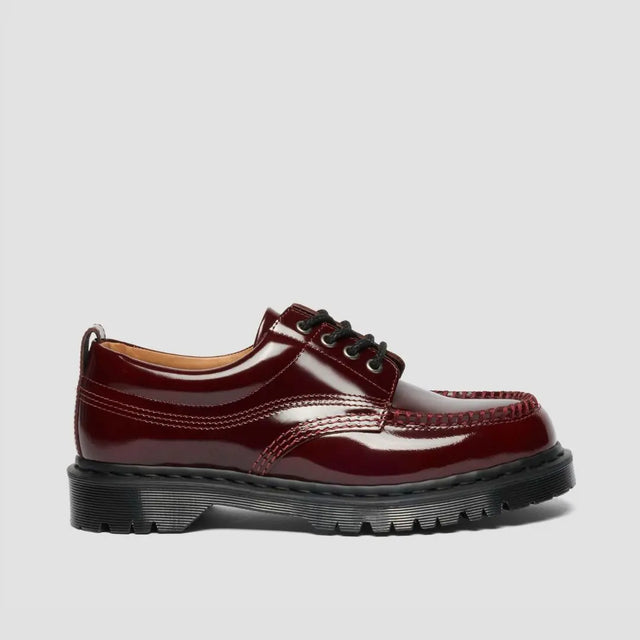 Dr. Martens Lowell Lacquered Leather Moc Toe Cherry Red