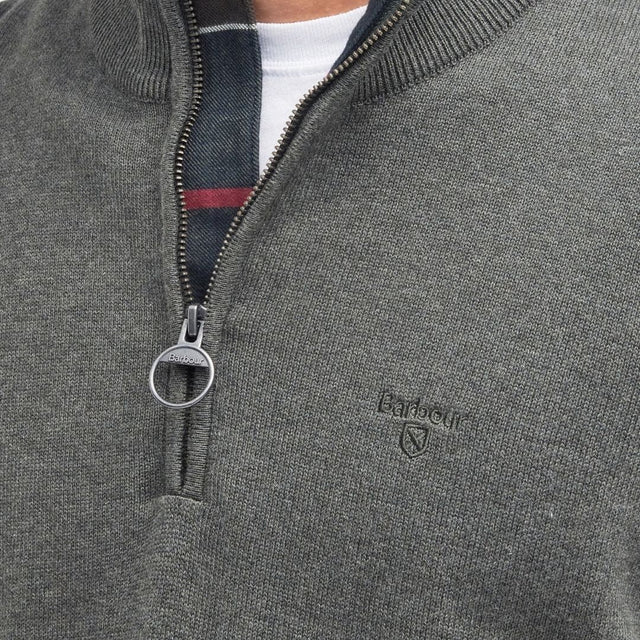 Barbour Cotton Half-Zip Jumper Olive Marl