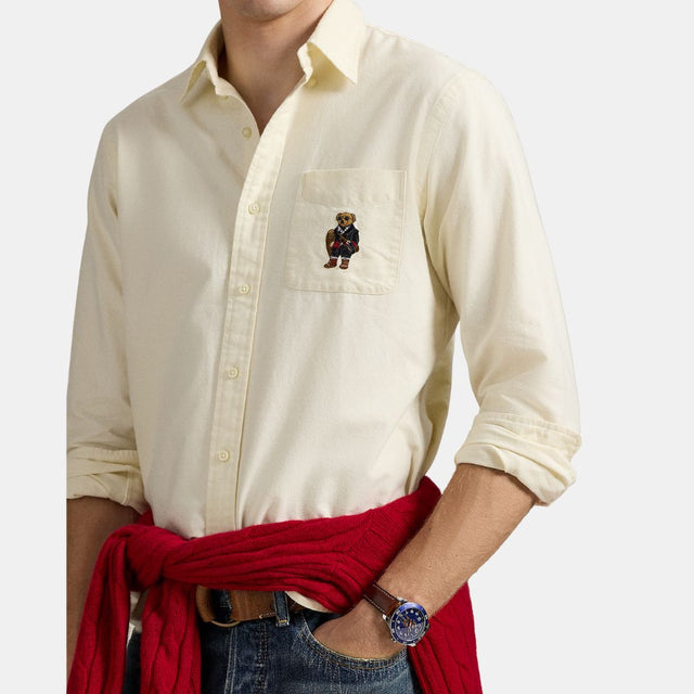 Polo Ralph Lauren Custom Fit Polo Bear Oxford Shirt Herbal Milk