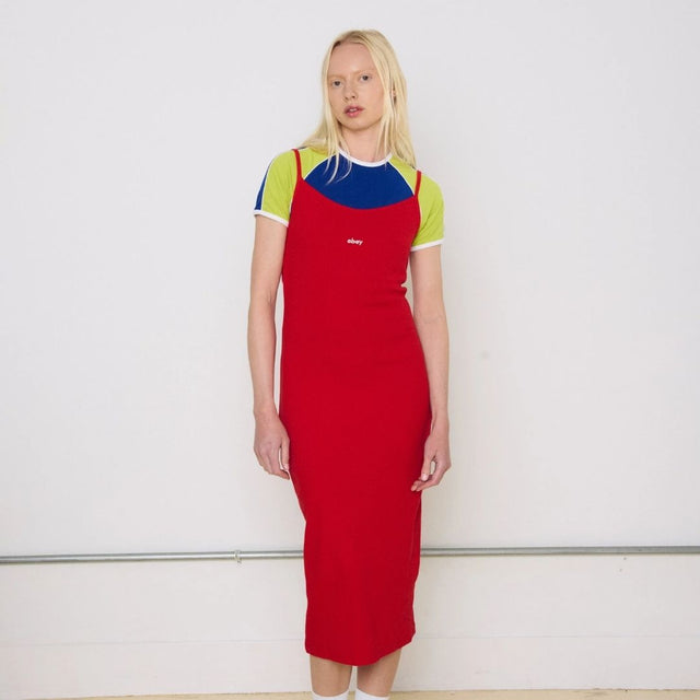 Obey Bianca Long Tank Dress Cherry