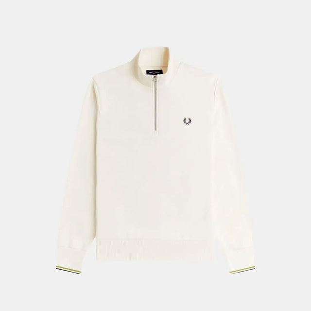 Fred Perry Half Zip Sweatshirt Ecru-Grey