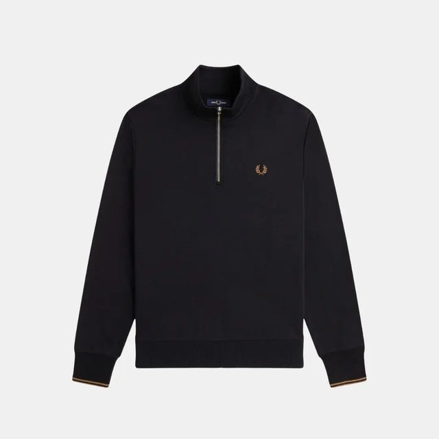Fred Perry Half Zip Sweatshirt Black-Champagne