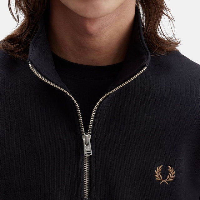 Fred Perry Half Zip Sweatshirt Black-Champagne