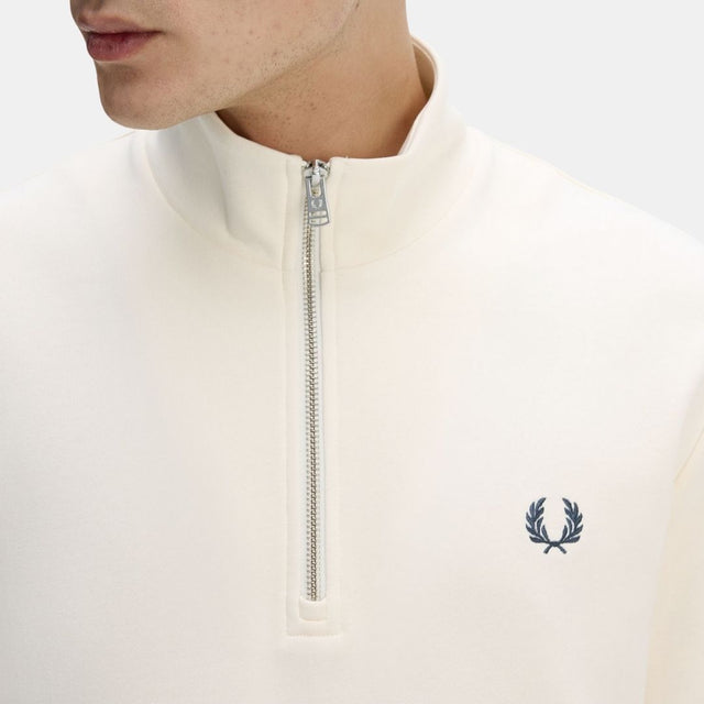 Fred Perry Half Zip Sweatshirt Ecru-Grey