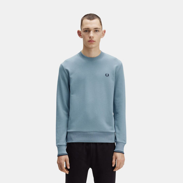 Fred Perry Crew Neck Sweatshirt Blue Stockport-Navy