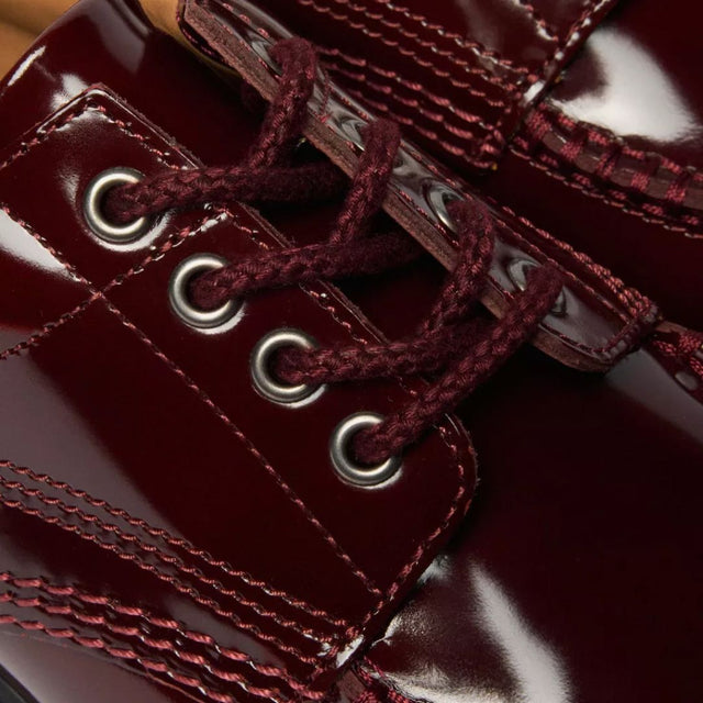 Dr. Martens Lowell Lacquered Leather Moc Toe Cherry Red