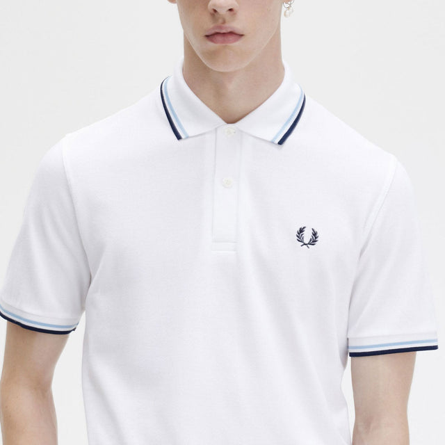 Fred Perry Polo M12 White Ice & Navy