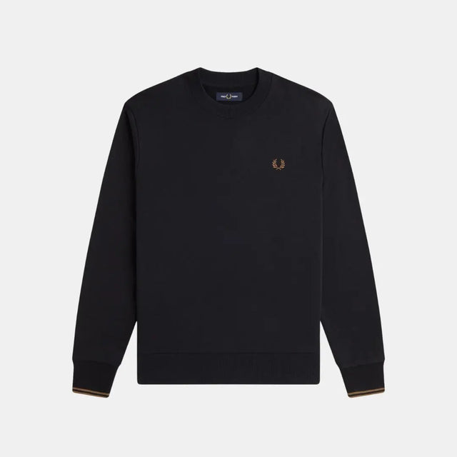 Fred Perry Crew Neck Sweatshirt Black-Champagne