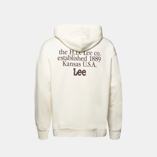 Lee Logo Loose Hoodie Ecru
