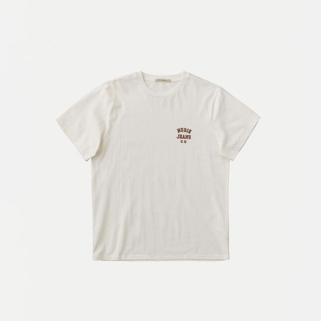 Maglietta con logo Roy Nudie Jeans Co. Bianco sporco